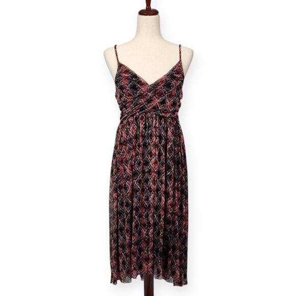 Free People Sundress Cross Front Hi-Low Leaf Print Red Black Women's Size Large - Picture 1 of 13